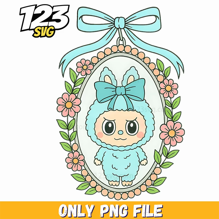 mint floral ornament labubu png, labubu floral ornament png, mint labubu floral ornament - 123SVG Store