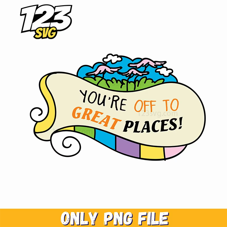off to great places dr seuss png, dr seuss characters png, christmas music png - 123SVG Store