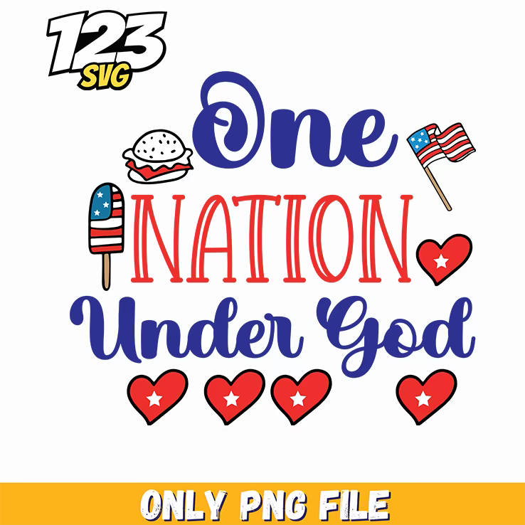 one nation under god hamburger flag hearts png, hamburger under god one nation, hamburger flag one nation under - 123SVG Store
