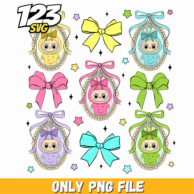ornament bow labubu bundle png, labubu ornament bow, labubu bundle ornament bow - 123SVG Store