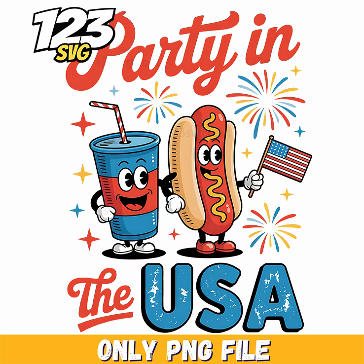 party in the usa cup hotdog png, colorful hello kitty fiesta png file, mickey and friends png - 123SVG Store