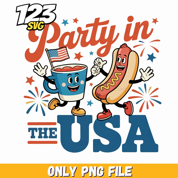party in the usa hotdog png, 4th july svg, come on barbie lets go party - 123SVG Store
