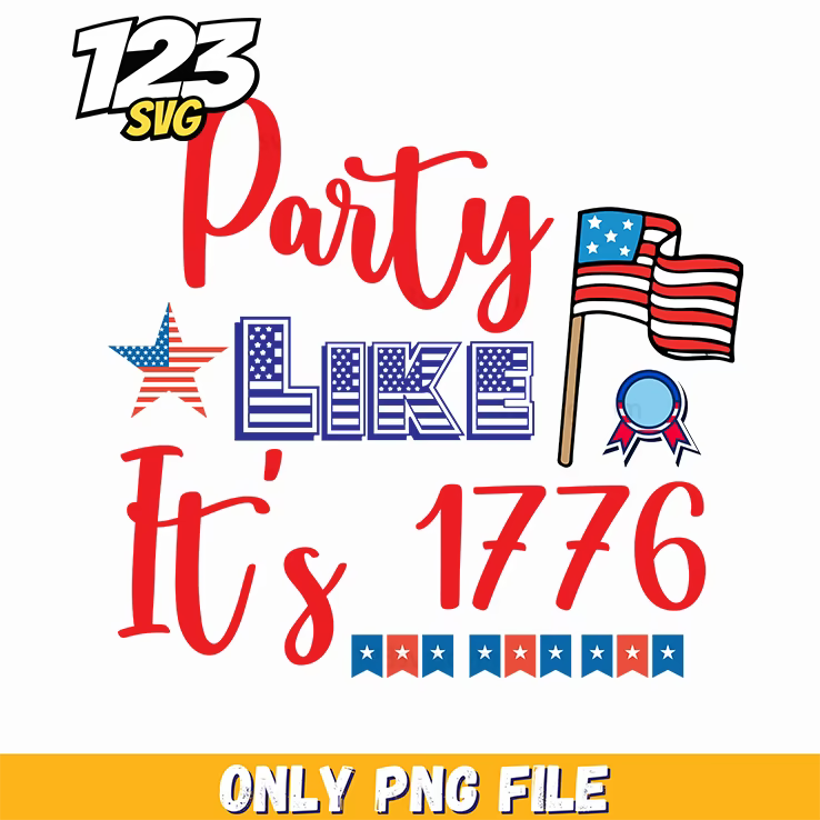 party like its 1776 stars flags ribbon bunting png, american flag bunting, vintage usa flags bunting - 123SVG Store