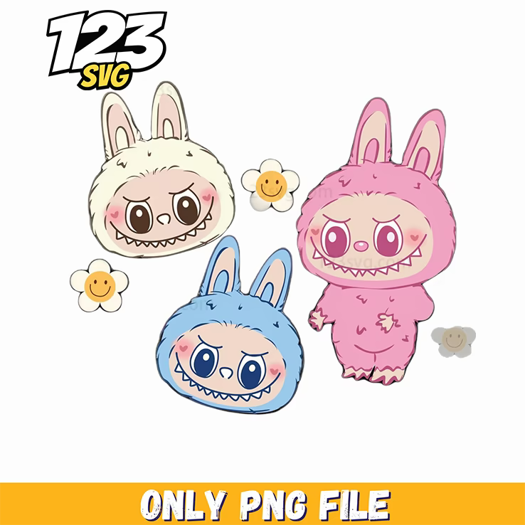 pastel bunny trio png, pastel bunny png, pastel bunny trio - 123SVG Store