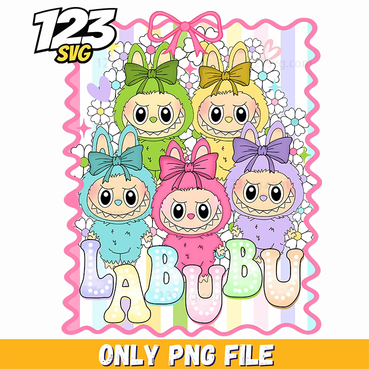 pastel friends labubu frame png, labubu frame art, labubu frame drawing - 123SVG Store