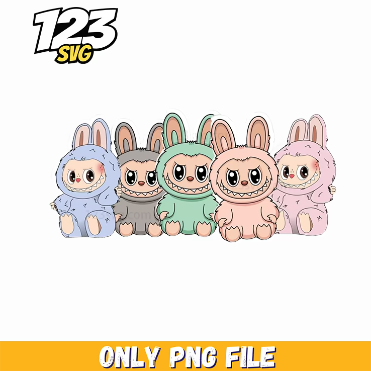 pastel labubu family sticker png, labubu character sticker, labubu family sticker - 123SVG Store
