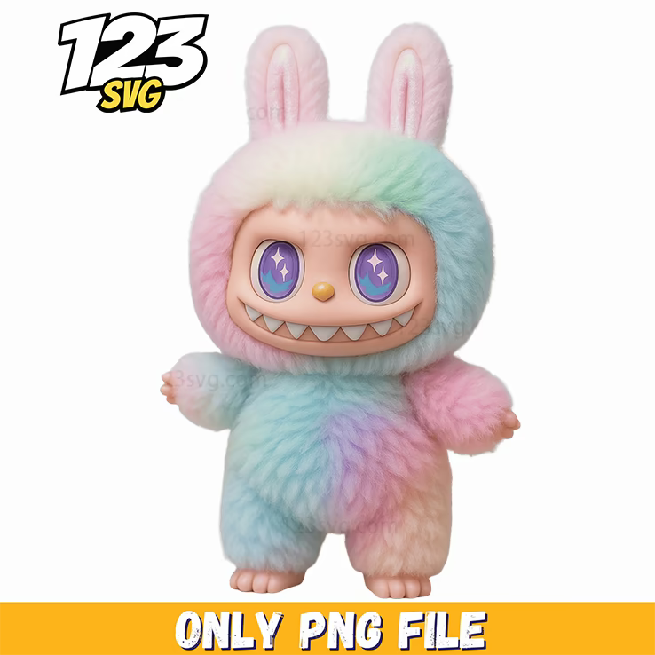 pastel rainbow bunny labubu png, labubu png, labubu character design - 123SVG Store