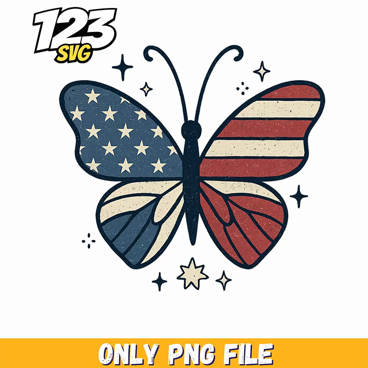 patriotic butterfly png, usa patriotic butterfly design, butterfly patriotic symbol - 123SVG Store