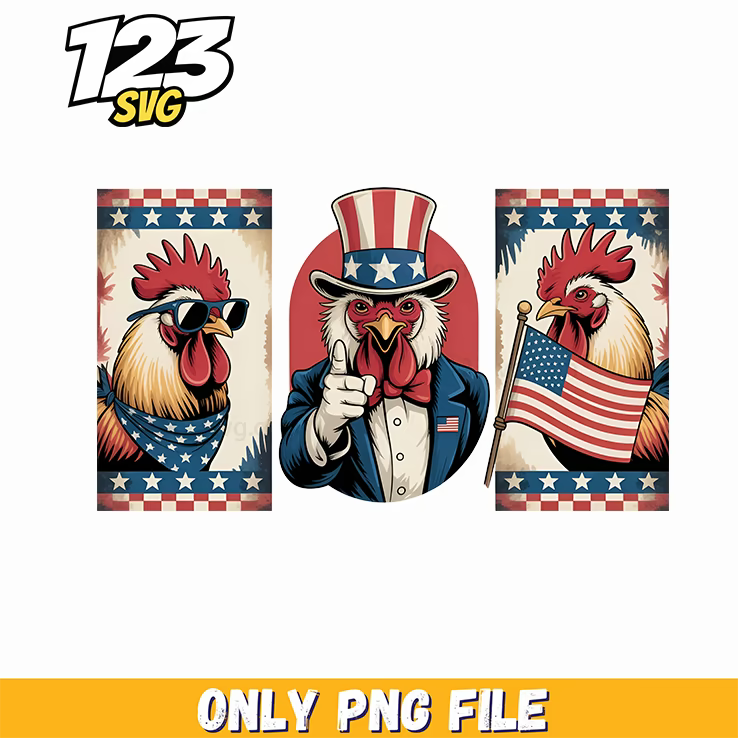 patriotic chicken 4th of july style png, 4th july, patriotic 4th july - 123SVG Store
