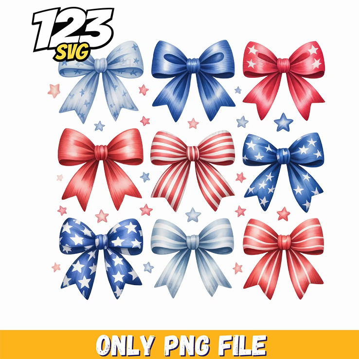 patriotic coquette bow pattern blue red png, patriotic bow tie png, usa cherry bow tie png - 123SVG Store