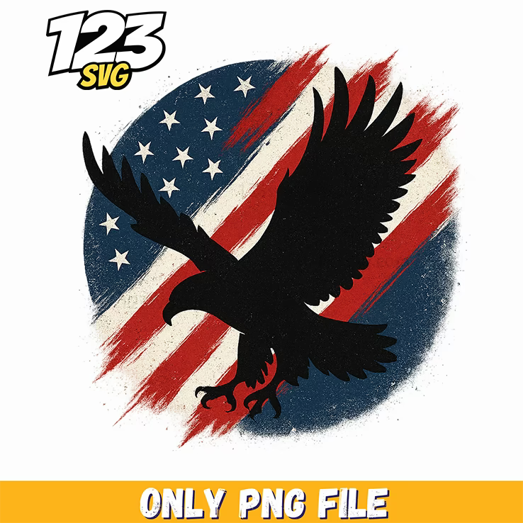 patriotic eagle silhouette png, red white and blue png, 4th Of July design png - 123SVG Store