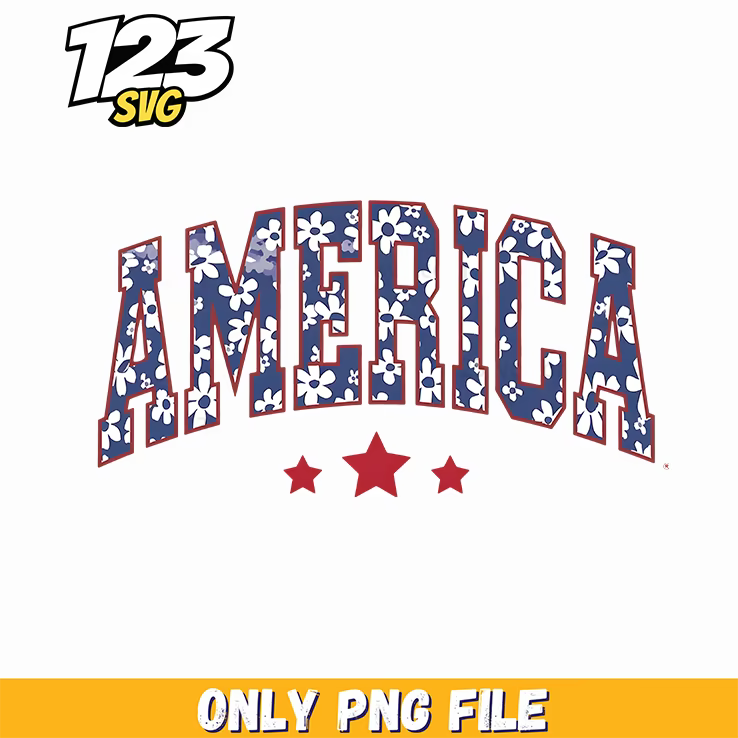 patriotic floral america style png, patriotic daisy flower png, american flag flower png - 123SVG Store