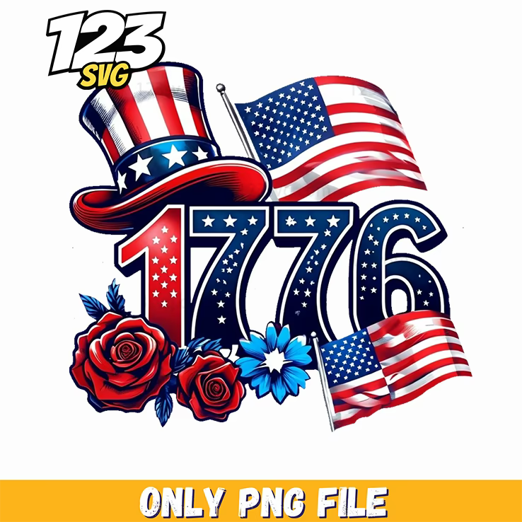 patriotic floral flag banner graphic png, floral flag banner, patriotic flag banner - 123SVG Store