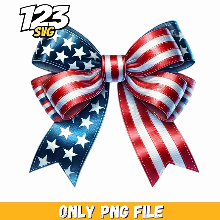 patriotic satin ribbon bow sublimation png, satin ribbon bow sublimation, sublimation satin ribbon bow - 123SVG Store