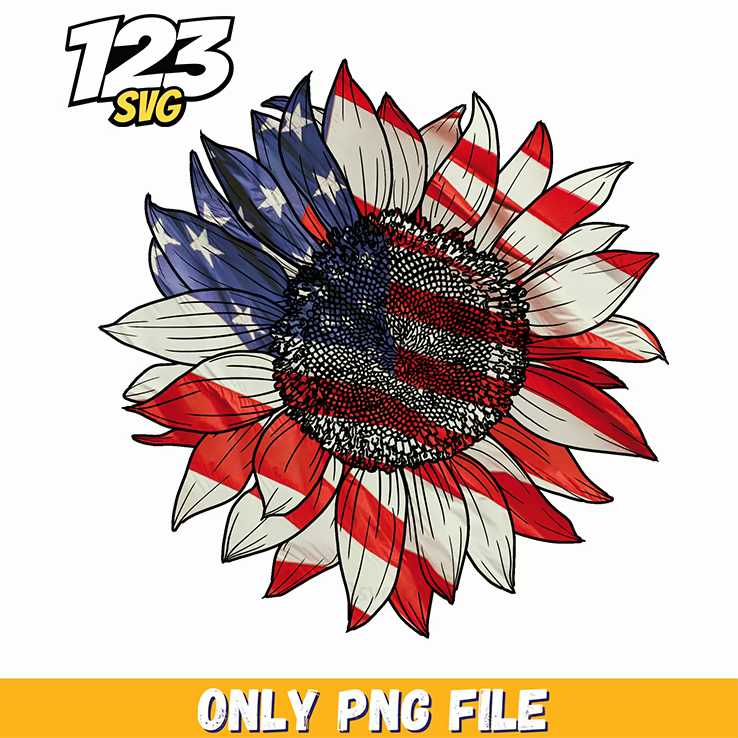 patriotic sunflower american flag texture png, american flag png, we are all turning point png - 123SVG Store