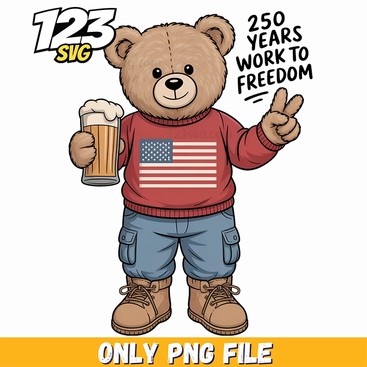 patriotic teddy bear style png, american flag teddy bear, teddy bear patriotic png - 123SVG Store