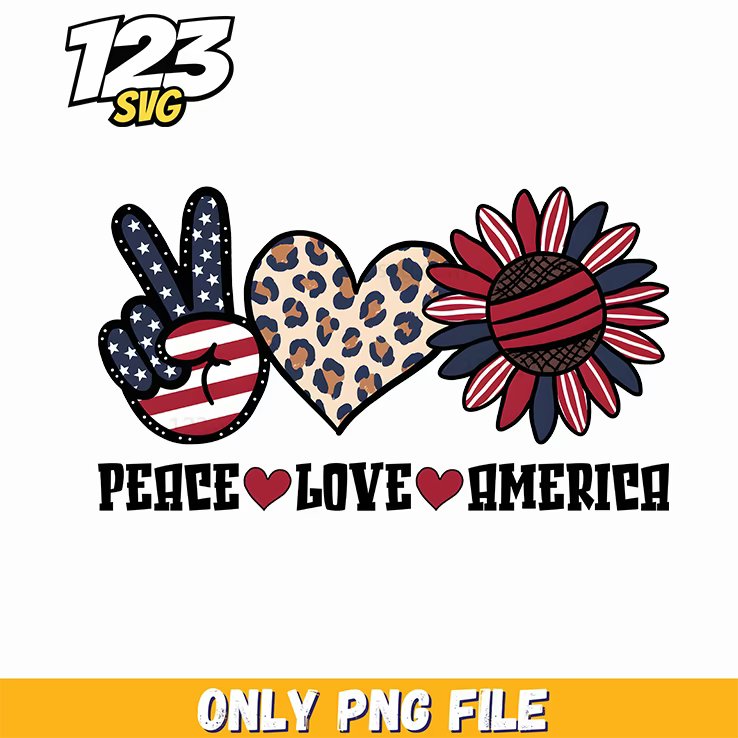 peace love america patriotic cowprint png, peace love and light, love bites lips design - 123SVG Store