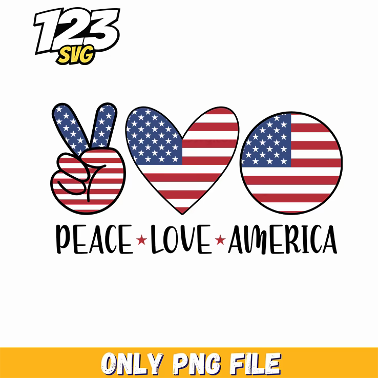 peace love america png 2, united love america, america love flag - 123SVG Store