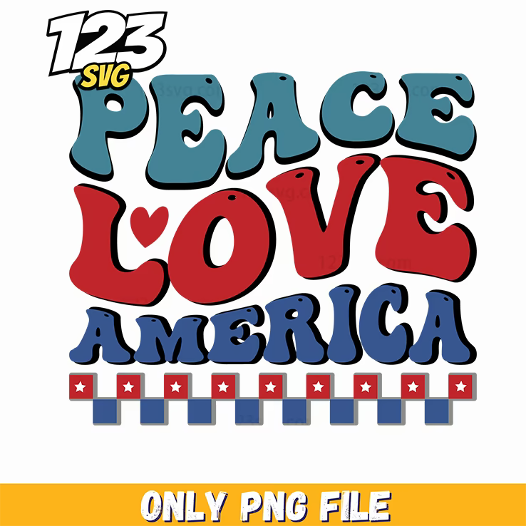 peace love america vibes png, 4th july svg, america png - 123SVG Store