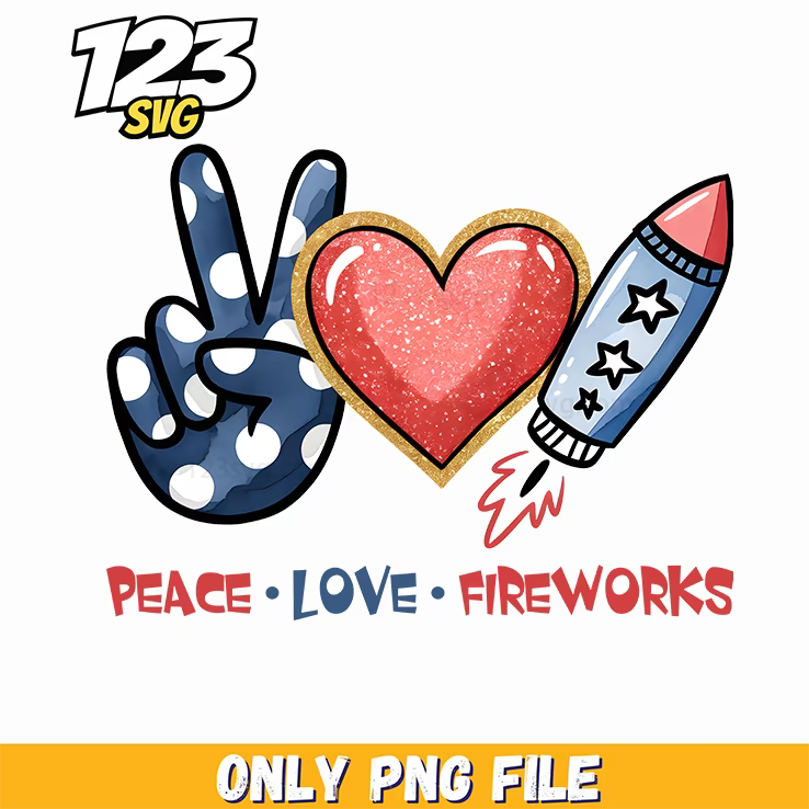 peace love fireworks patriotic elements png, fireworks patriotic elements background, patriotic fireworks decorations - 123SVG Store