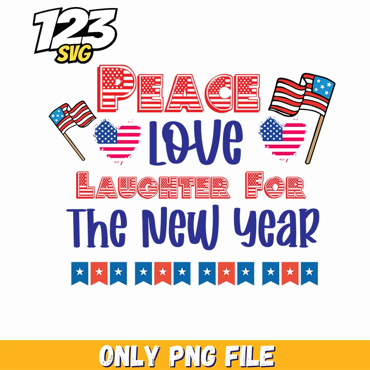peace love laughter for the new year flags hearts bunting png, new year flags hearts bunting, new year bunting flags - 123SVG Store
