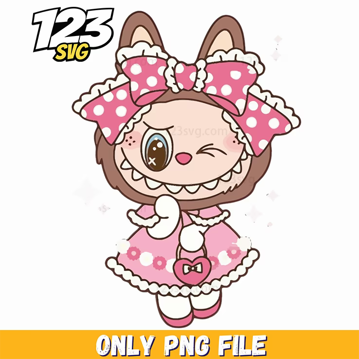 pink bow labubu png, labubu png, labubu pink bow - 123SVG Store