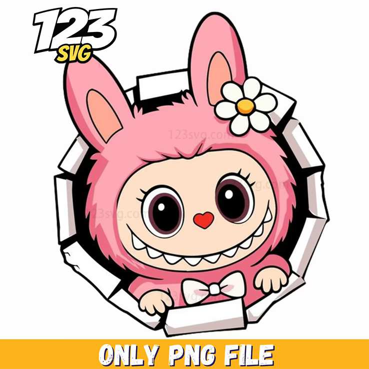 pink broken wall labubu png, labubu png broken, labubu broken png pink - 123SVG Store