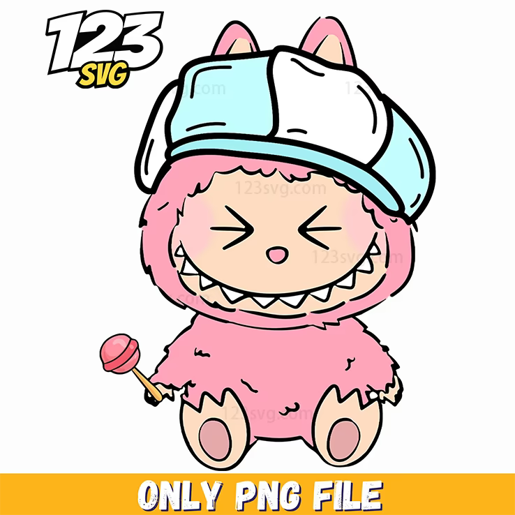 pink cap labubu png, labubu png, labubu png clipart - 123SVG Store