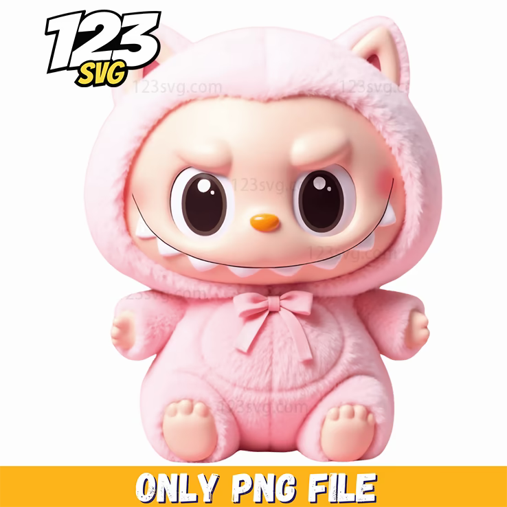 pink cat labubu png, labubu png, labubu cat png - 123SVG Store