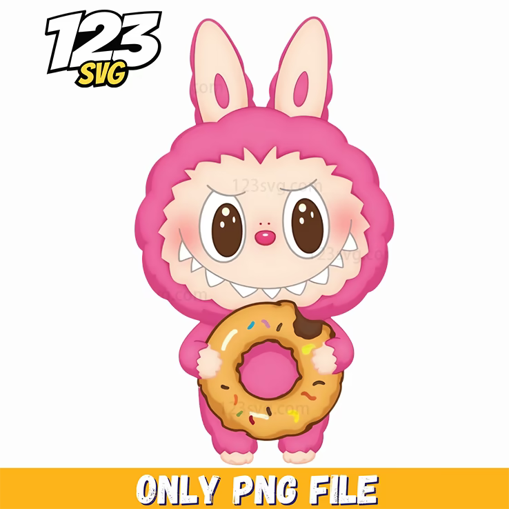 pink donut bunny png, pink donut bunny clipart, donut bunny illustration - 123SVG Store