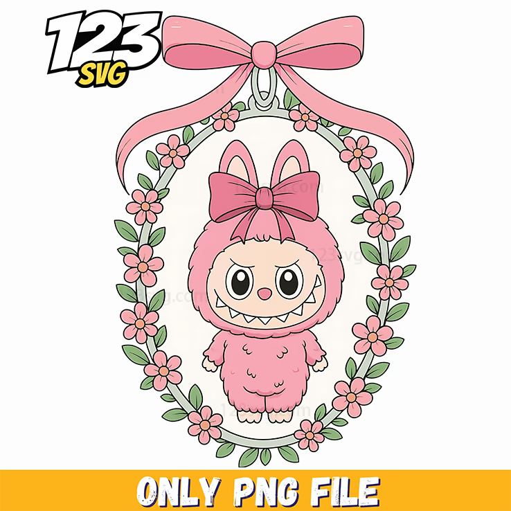 pink floral bunny frame png, pink floral bunny png, bunny frame floral design - 123SVG Store