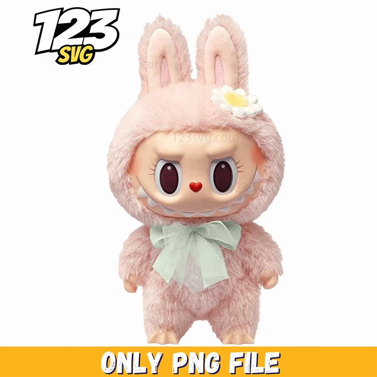 pink fluffy bunny doll png, cute pink bunny figurine, pink plush bunny doll - 123SVG Store
