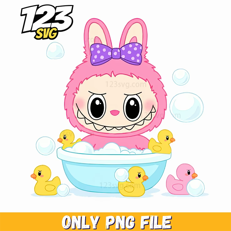 pink labubu bathtub png, labubu png, labubu png - 123SVG Store