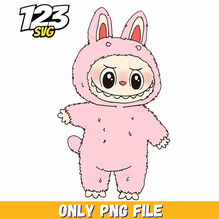 pink labubu bunny costume png, labubu bunny costume, labubu pink costume - 123SVG Store