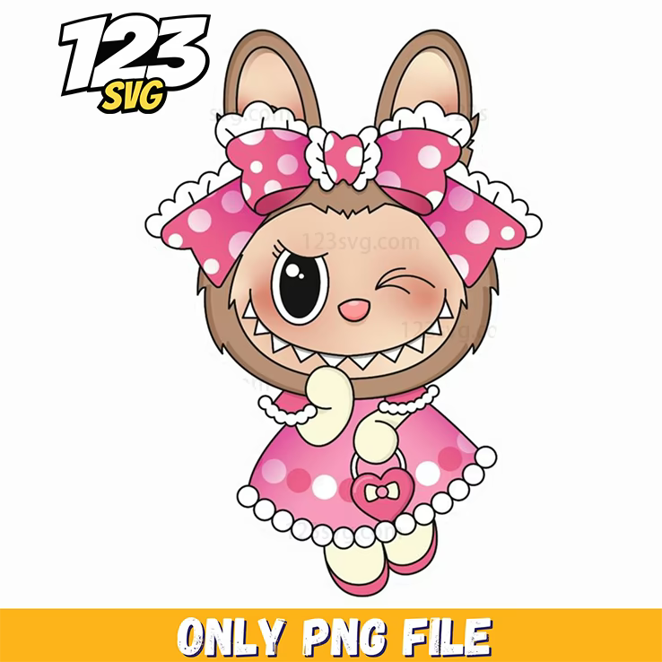 pink maid labubu png, labubu png, labubu cute maid - 123SVG Store