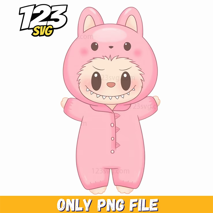 pink pajama bunny labubu png, labubu bunny pajamas for women, labubu bunny pajamas online - 123SVG Store