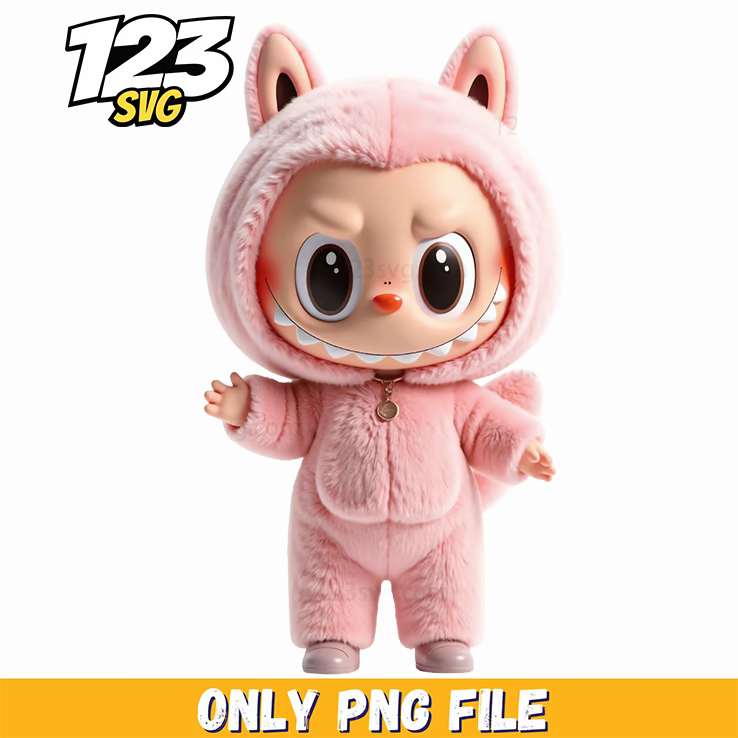pink plush labubu png, labubu plush toys, labubu plush keychain - 123SVG Store