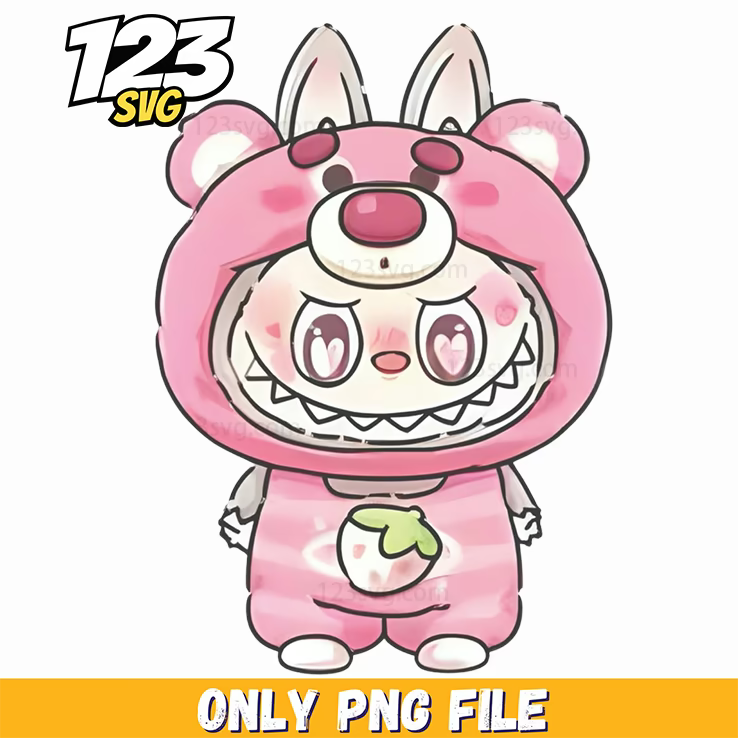 pink teddy labubu png, cute labubu png, teddy labubu clipart - 123SVG Store