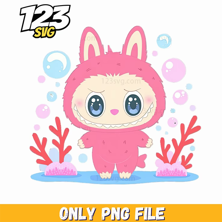 pink underwater labubu png, labubu png, underwater labubu png - 123SVG Store
