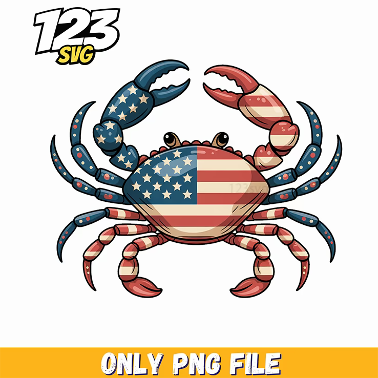 preppy patriotic crab american flag texture png, american flag png, charlie kirk book png - 123SVG Store