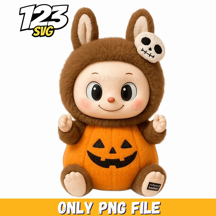 pumpkin halloween labubu png, halloween png labubu, labubu halloween png clipart - 123SVG Store