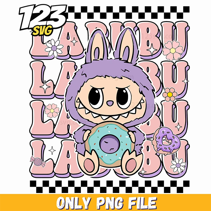 purple donut labubu typography png, typography png designs, labubu typography png - 123SVG Store