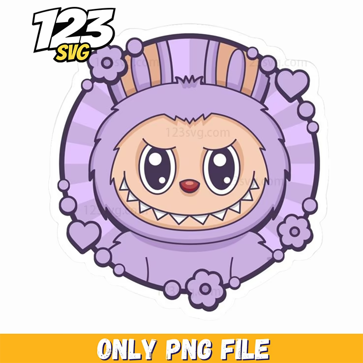 purple floral frame labubu png, labubu png images, labubu png vector - 123SVG Store
