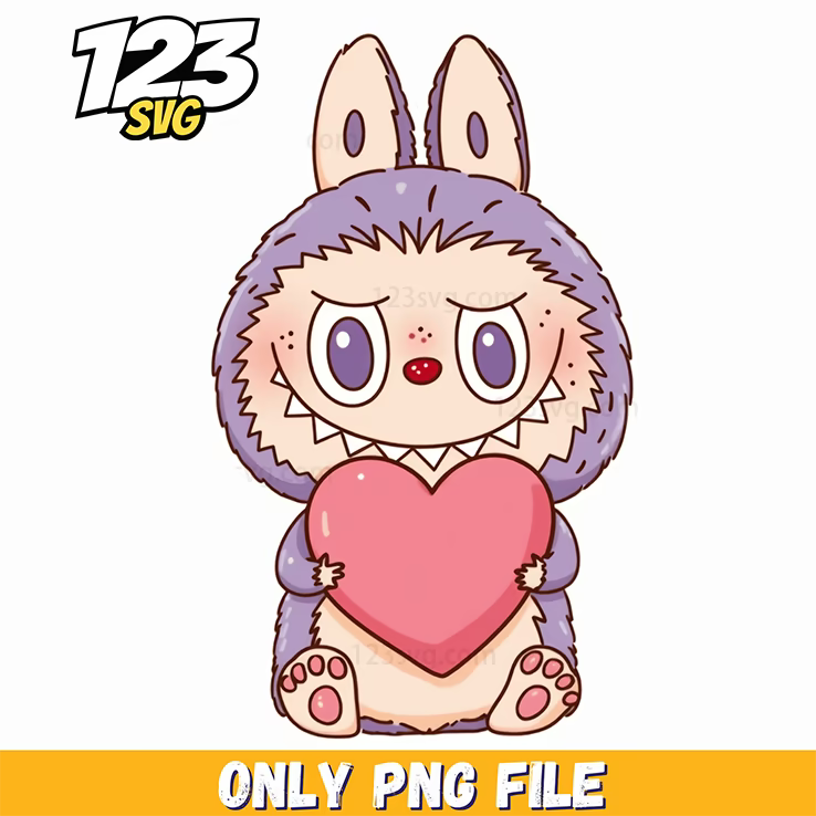 purple heart labubu png funny, labubu funny images, labubu funny moments - 123SVG Store