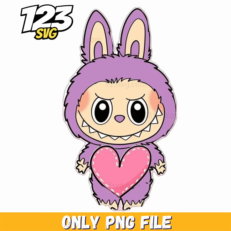 purple heart labubu png, labubu png, labubu png clipart - 123SVG Store