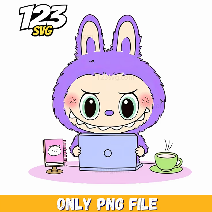 purple labubu laptop png, labubu laptop, labubu laptop png - 123SVG Store