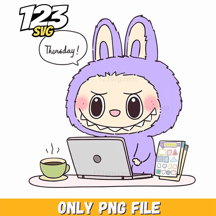 purple office labubu png, labubu png transparent, labubu character png free - 123SVG Store