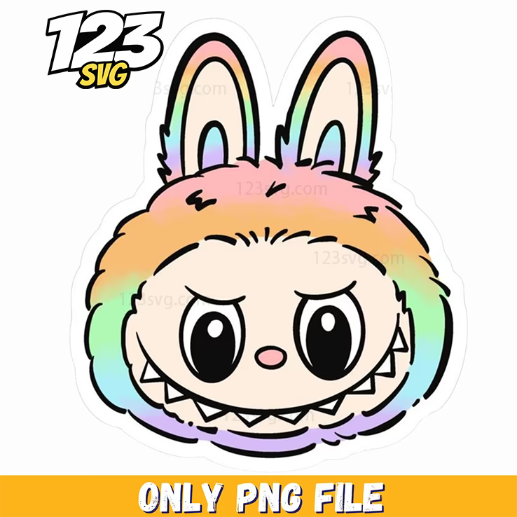 rainbow bunny sticker labubu png, colorful bunny stickers labubu, bunny labubu stickers and prints - 123SVG Store