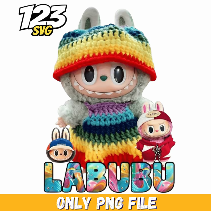 rainbow sweater labubu png, labubu sweater, labubu clothing - 123SVG Store