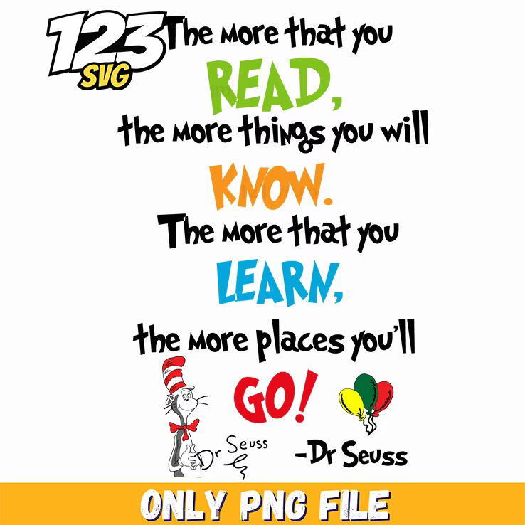 read know learn go dr seuss png 2, dr seuss characters valentine's day png, dr seuss characters png - 123SVG Store
